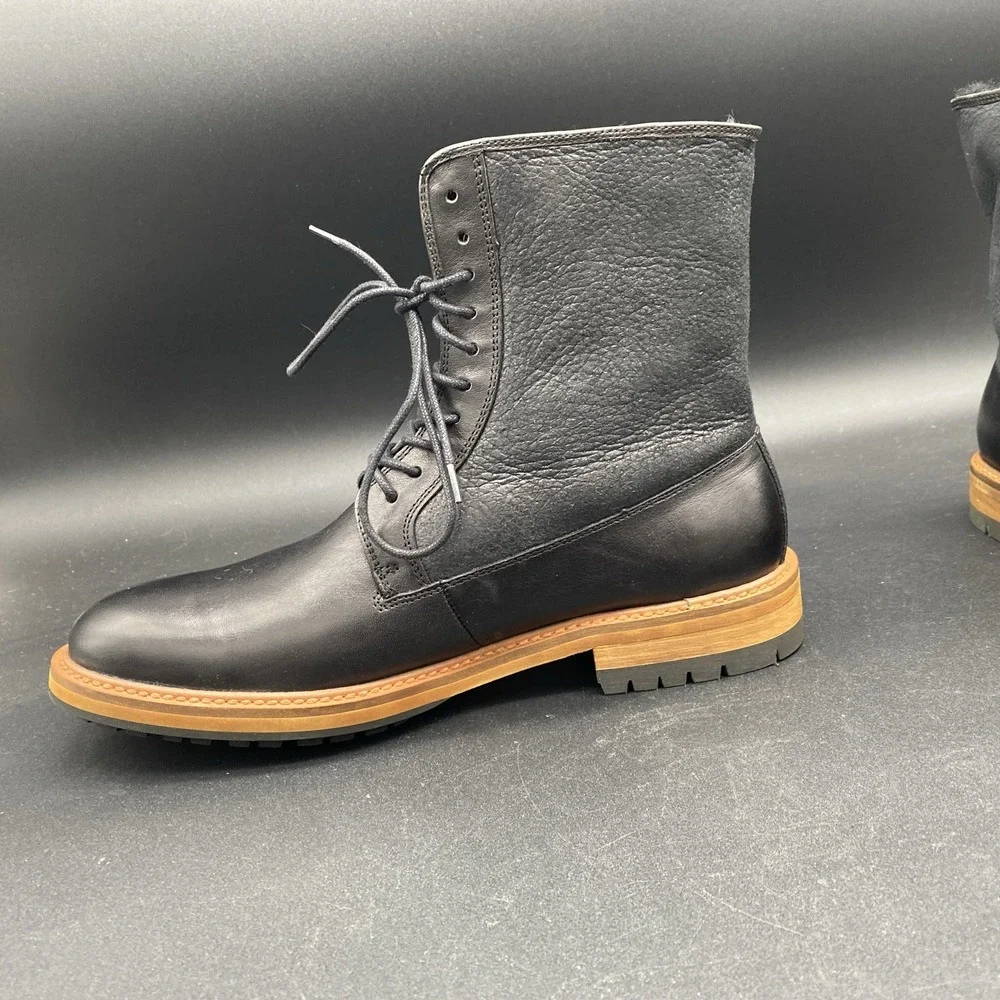 Aldo Scibelli‎ Men's Black Leather Lace-Up Boots US 9.5 New No Box